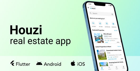 دانلود سورس اپلیکیشن فلاتر iOS و اندروید Houzi