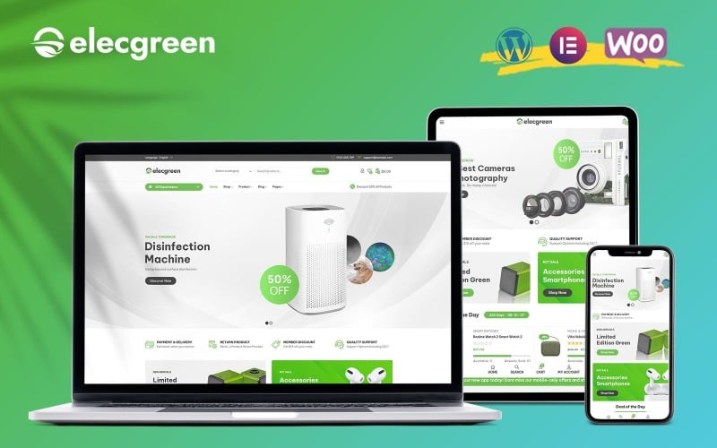 دانلود قالب فروشگاهی و چند منظوره ووکامرس Elecgreen
