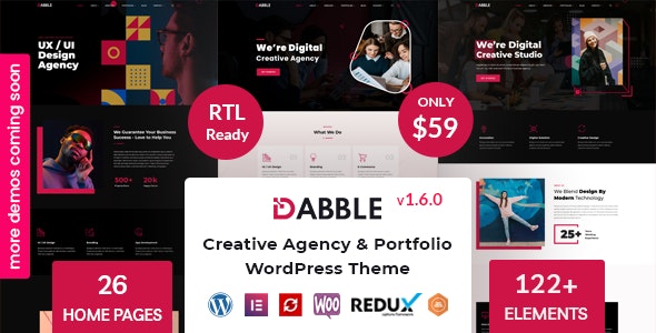 دانلود قالب نمونه کار خلاقانه و شرکتی وردپرس Dabble