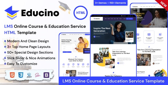 دانلود قالب سایت آزمون و دوره آنلاین Educino