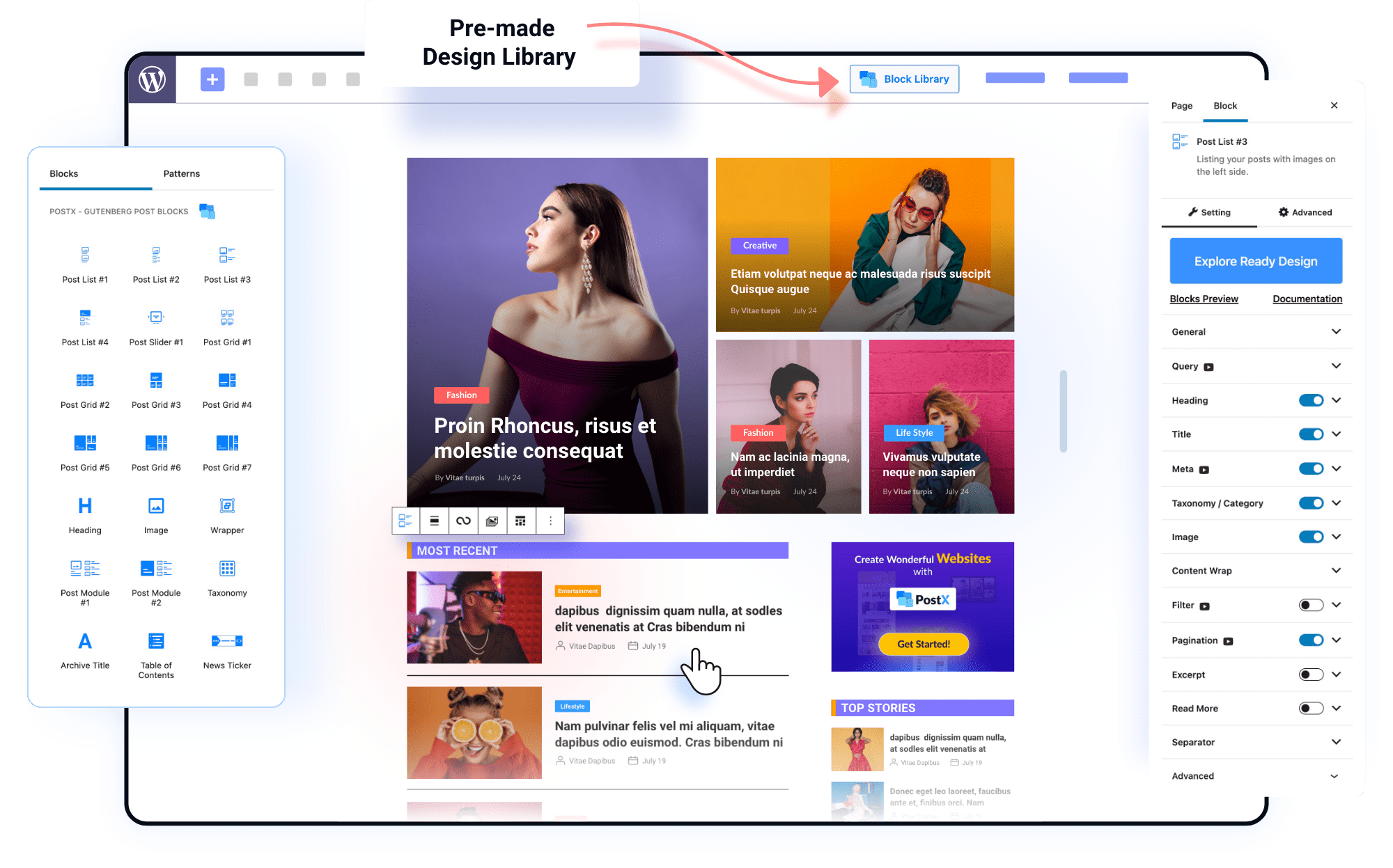 دانلود افزونه وردپرس PostX Pro - مجموعه افزودنی های گوتنبرگ وردپرس