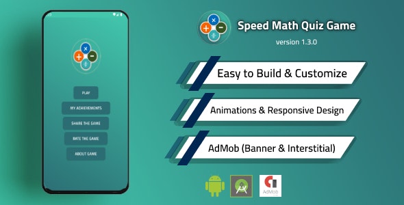 دانلود سورس اپلیکیشن اندروید Fast Math Quiz Game