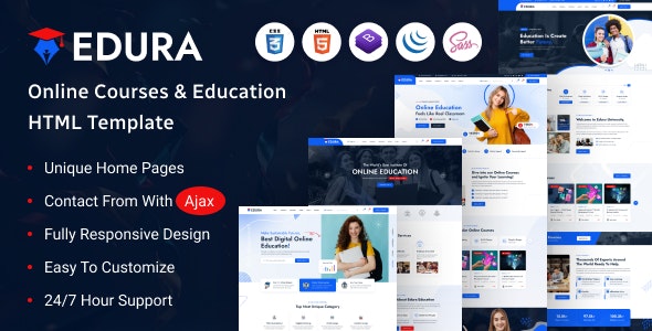 دانلود قالب آموزشی و دوره آنلاین راست چین Edura