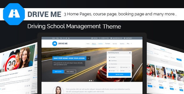 دانلود قالب آموزشگاه رانندگی وردپرس Driveme