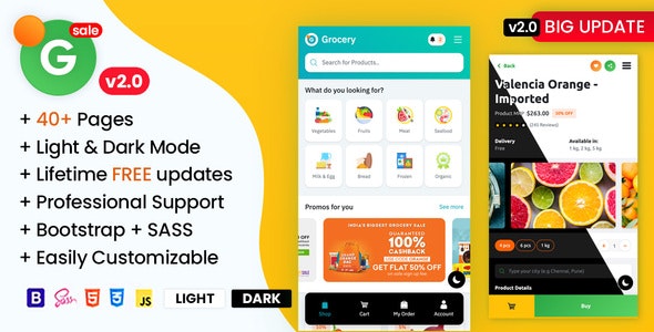 دانلود قالب موبایل سایت سوپر مارکت Grofar
