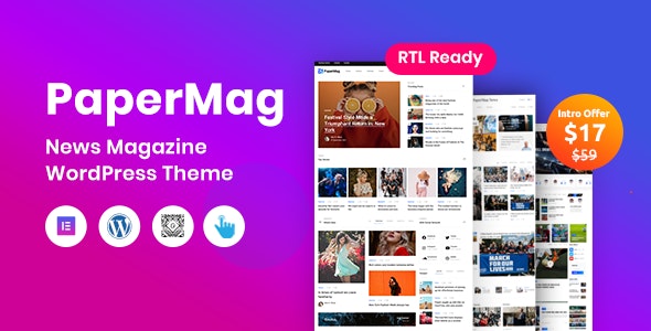 دانلود قالب مجله خبری مدرن وردپرس PaperMag