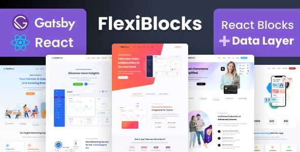 دانلود قالب سایت React Gatsby صفحه فرود FlexiBlocks