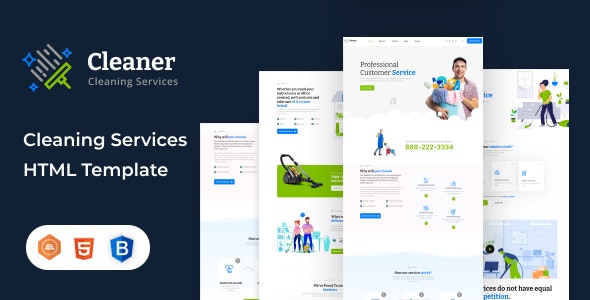 دانلود قالب سایت شرکت خدماتی نظافتی Cleaner