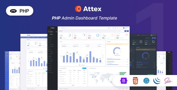 دانلود قالب PHP مدیریت و داشبورد Attex