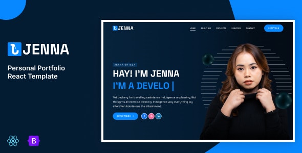 دانلود قالب ReactJs نمونه کار Jenna