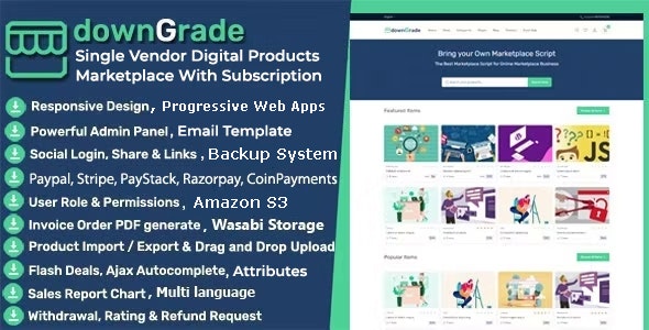 دانلود اسکریپت فروش محصولات مجازی downGrade