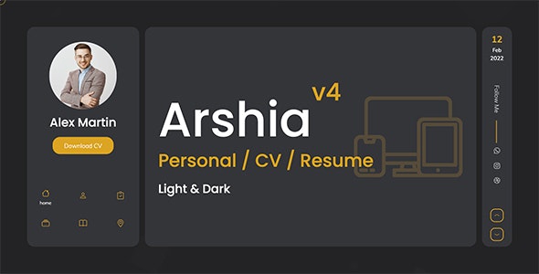 دانلود قالب نمونه کار و رزومه Arshia