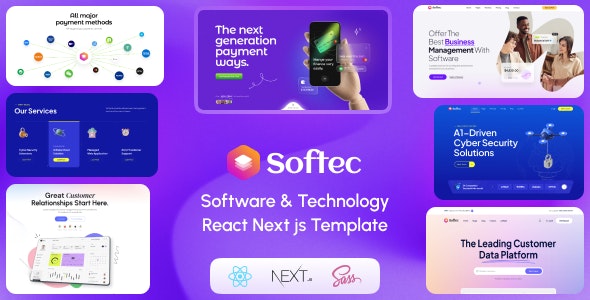 دانلود قالب فناوری و نرم افزار ری اکت Softec