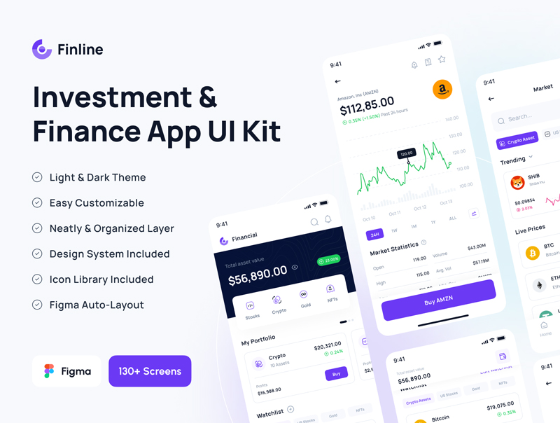 دانلود رابط کاربری Finline - Investments & Finance App UI Kit