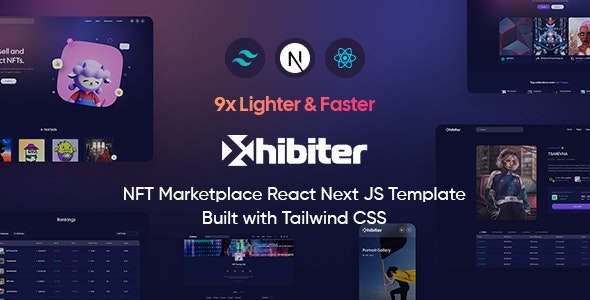 دانلود قالب مارکت پلیس NFT ری اکت Xhibiter