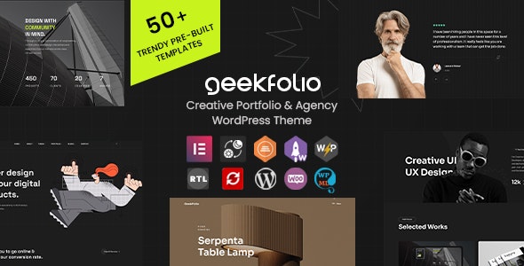 دانلود قالب نمونه کار شرکتی و خلاقانه وردپرس Geekfolio
