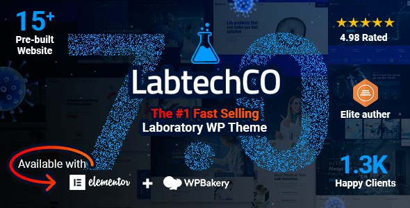 دانلود قالب آزمایشگاه پزشکی و تحقیقتای وردپرس LabtechCO