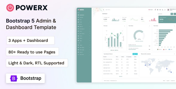 دانلود قالب مدیریت و داشبورد PowerX