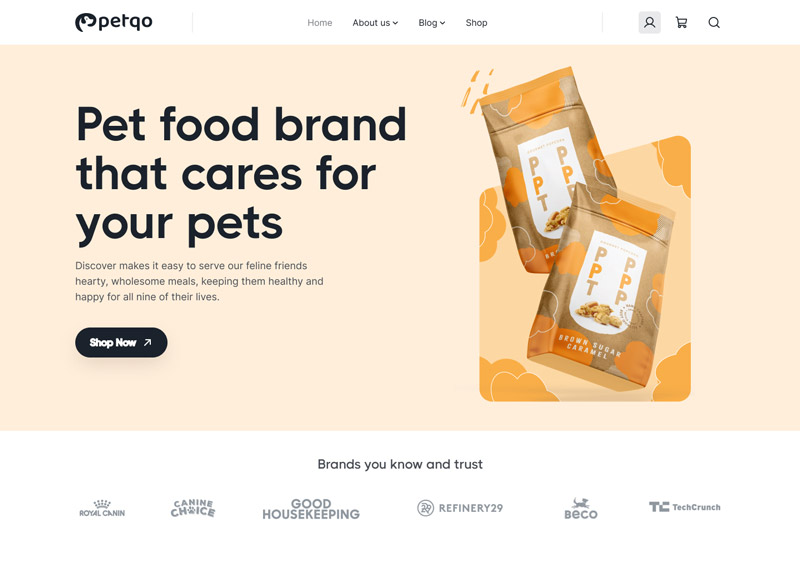 دانلود رابط کاربری Petqo - Pet Food Website