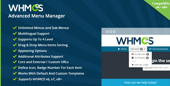 دانلود ماژول WHMCS Advanced Menu Manager