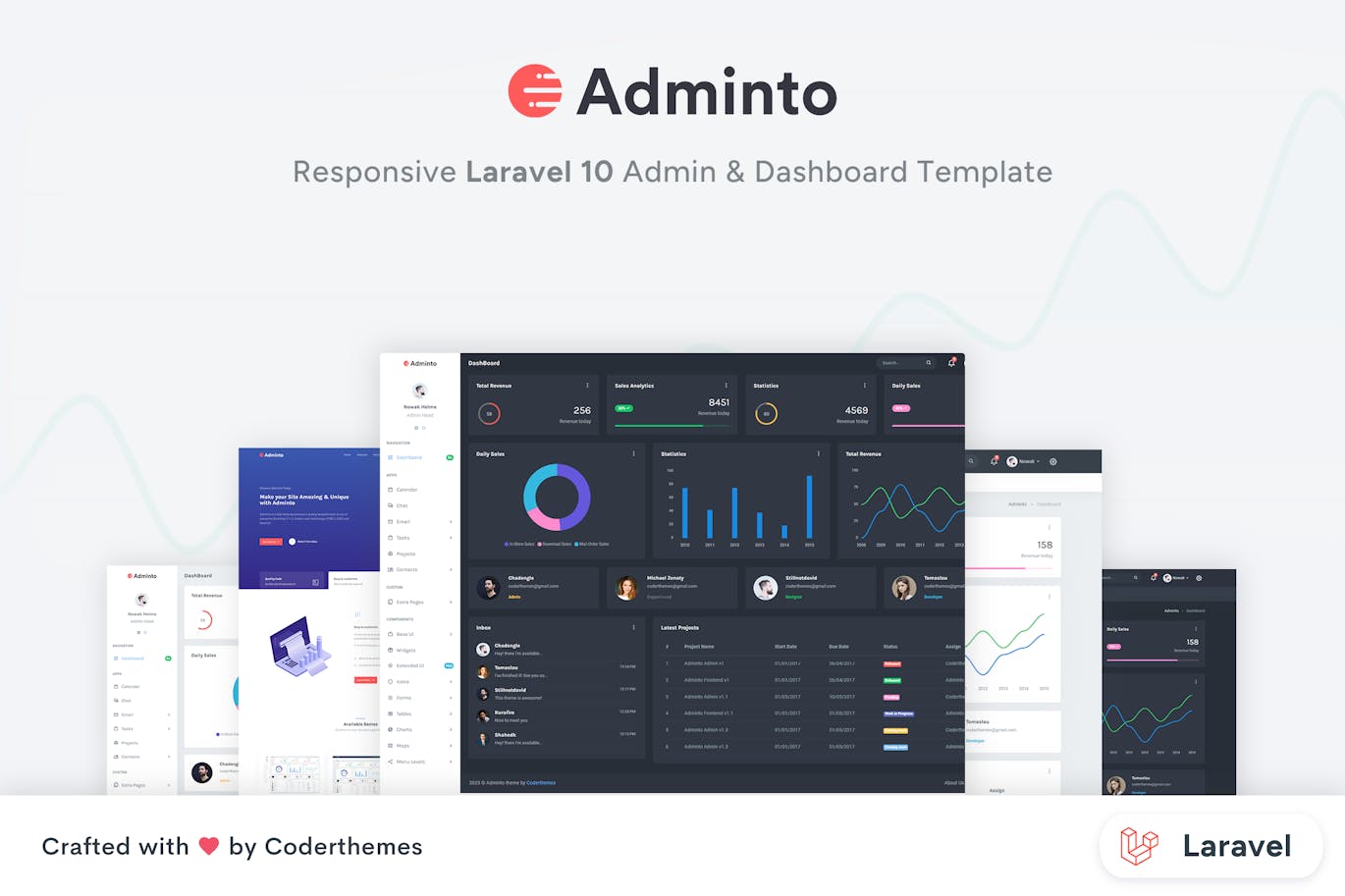 دانلود قالب سایت مدیریت و داشبورد لاراول Adminto