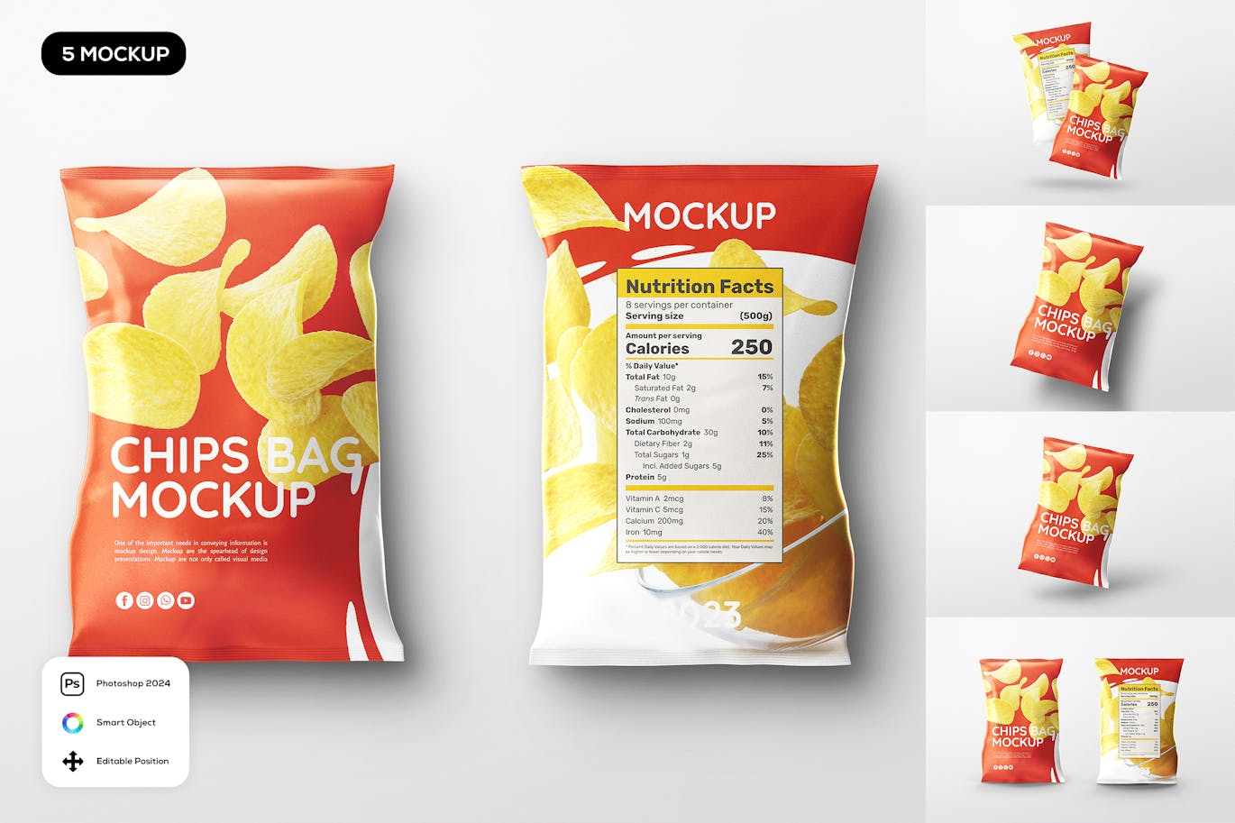 دانلود موکاپ لایه باز Chips Bag Mockup
