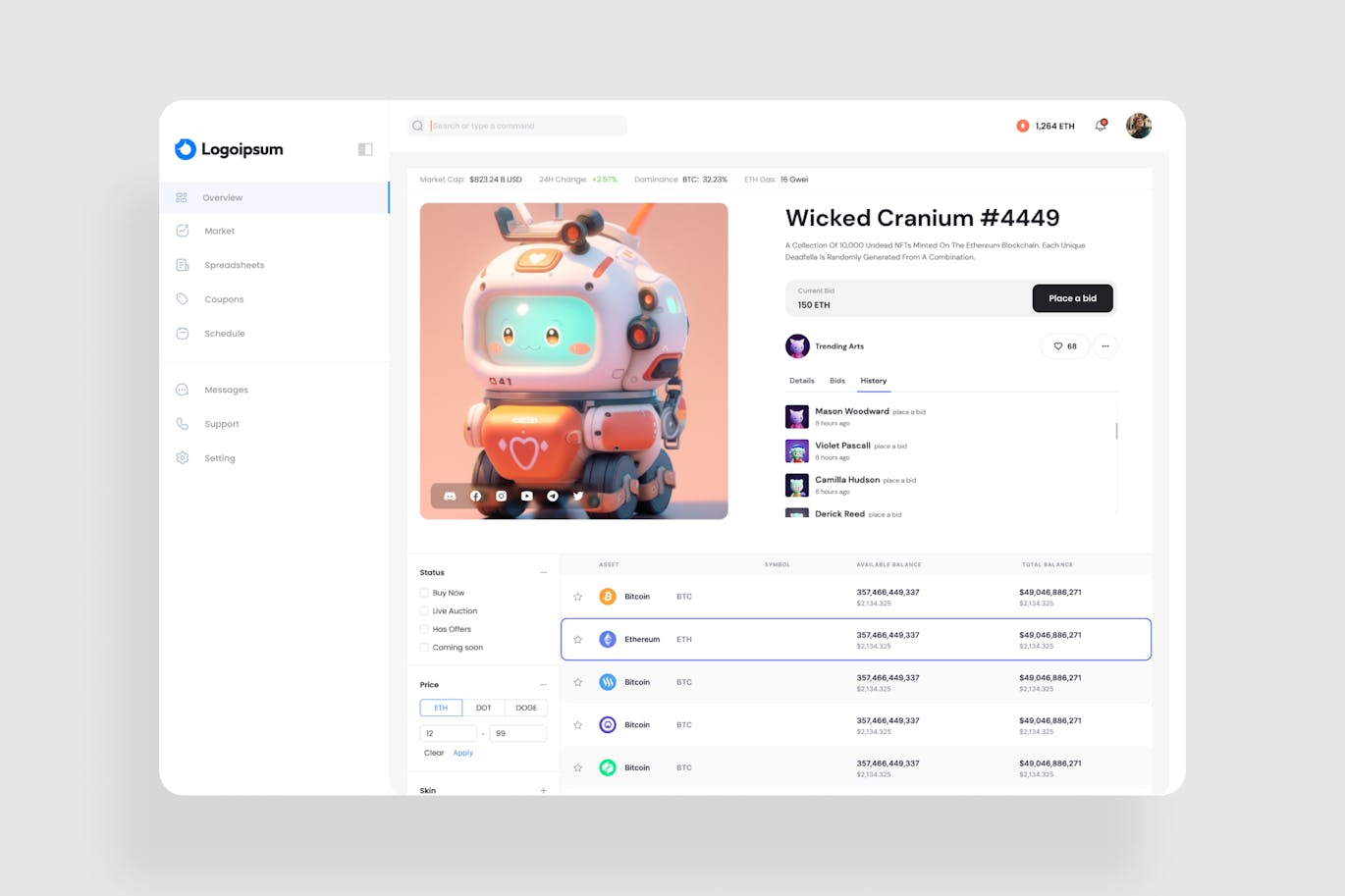 دانلود رابط کاربری Crypto Portfolio Dashboard UI Kit