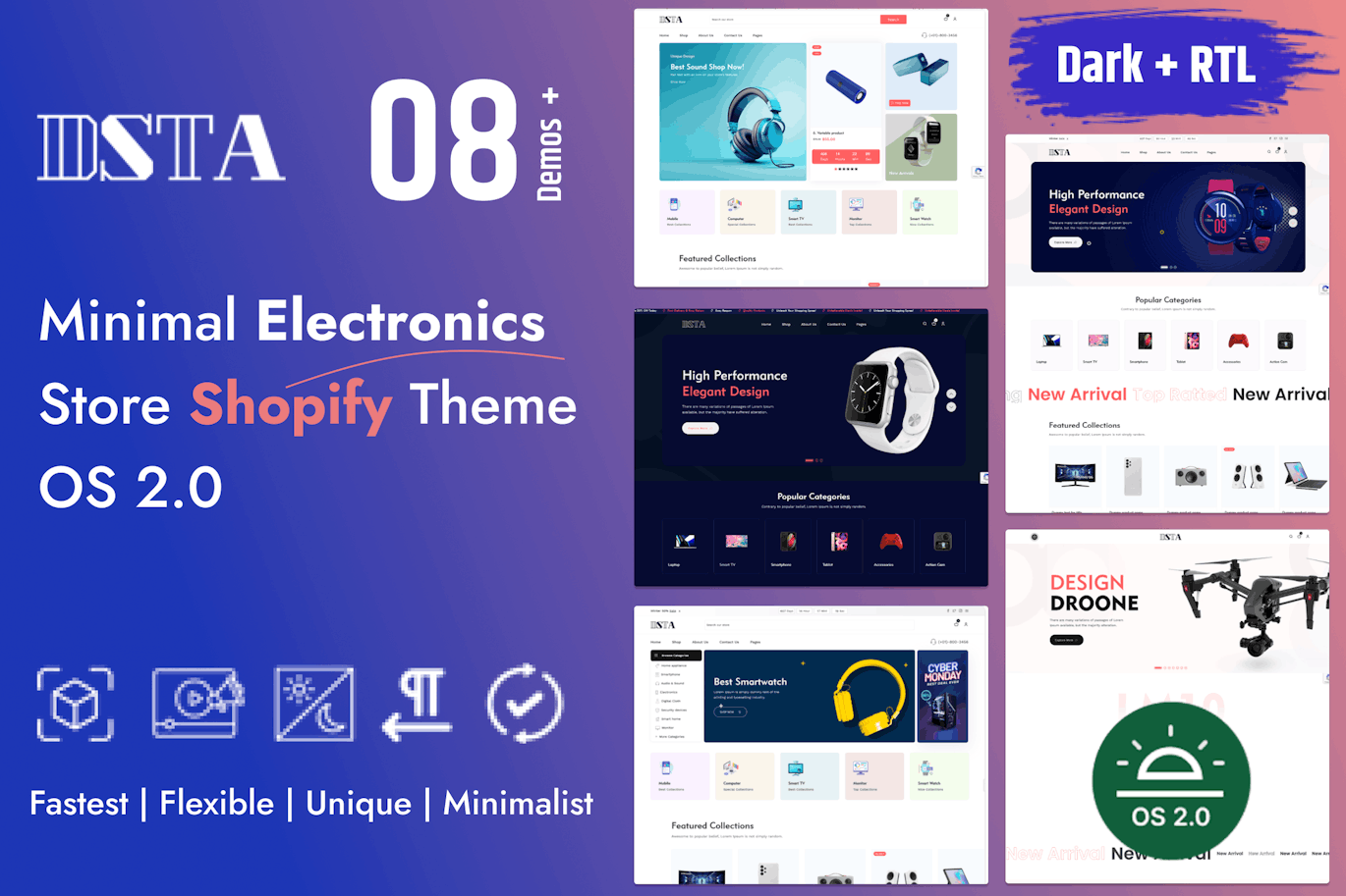 دانلود قالب فروشگاهی مینیمال شاپیفای Dsta