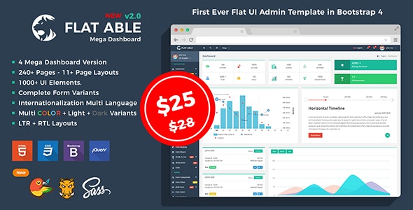 دانلود قالب مدیریت بوت استرپ Flat Able