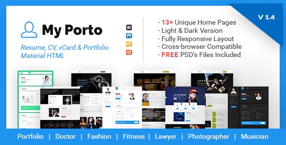 دانلود قالب HTML نمونه کار و رزومه My Porto