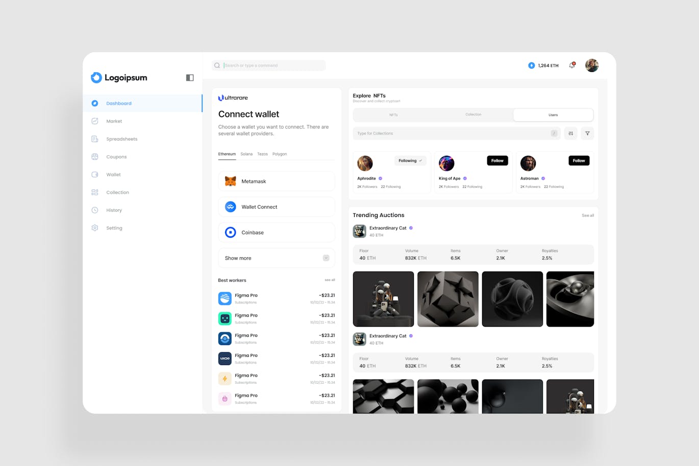 دانلود رابط کاربری NFT Collection Dashboard UI Kit