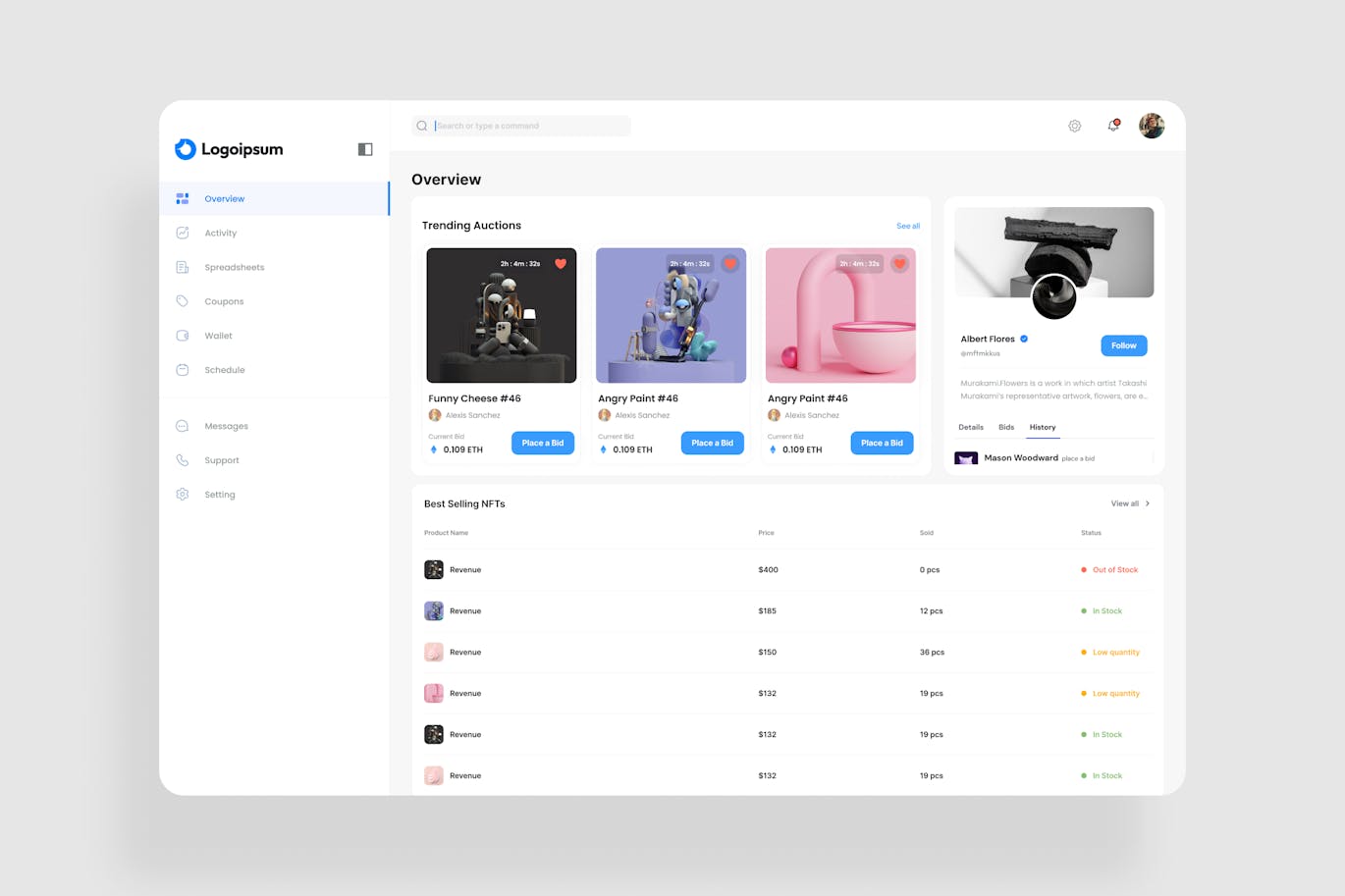دانلود رابط کاربری NFT Sale Dashboard UI Kit
