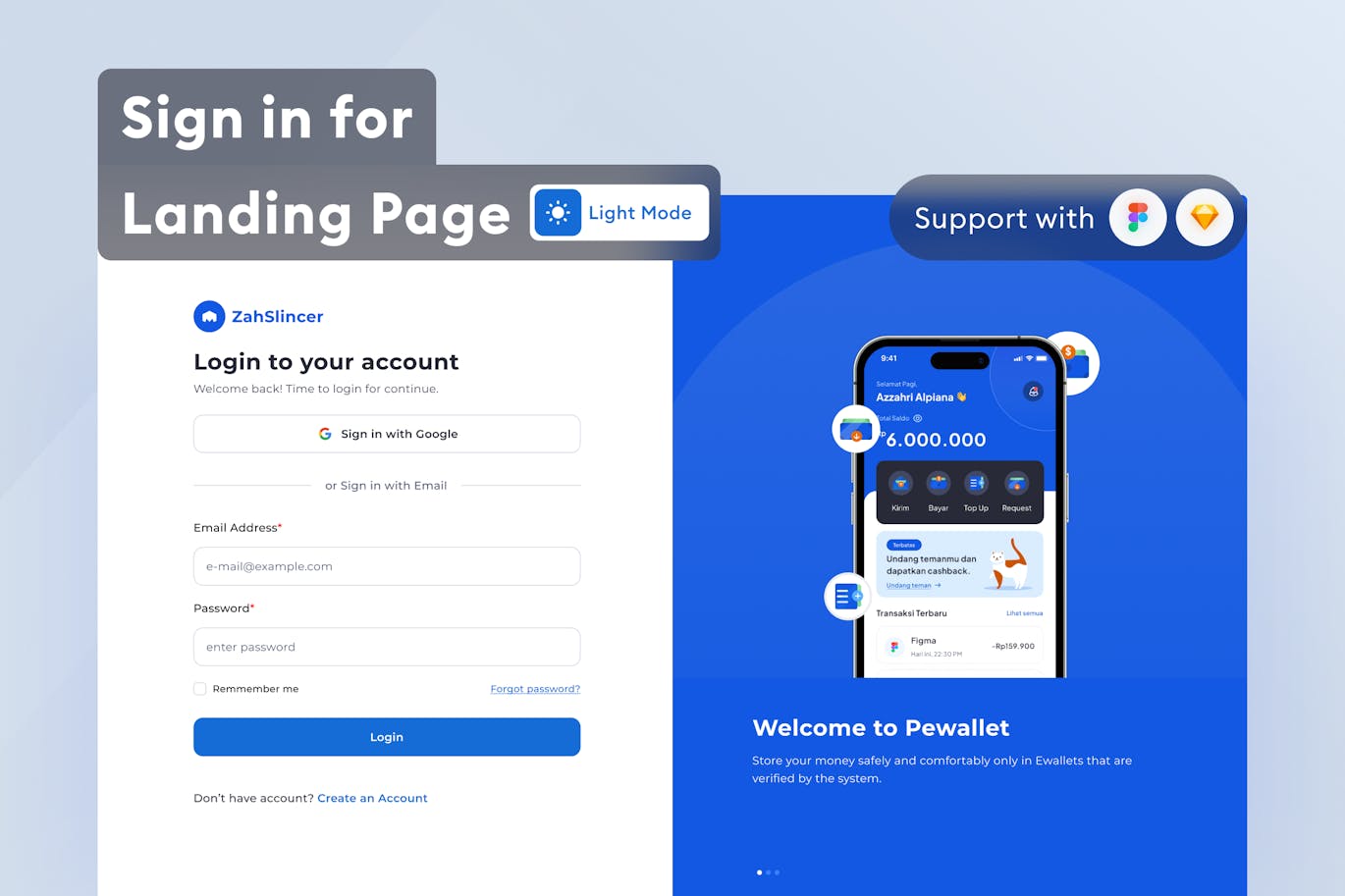 دانلود رابط کاربری Sign In for Landing Page