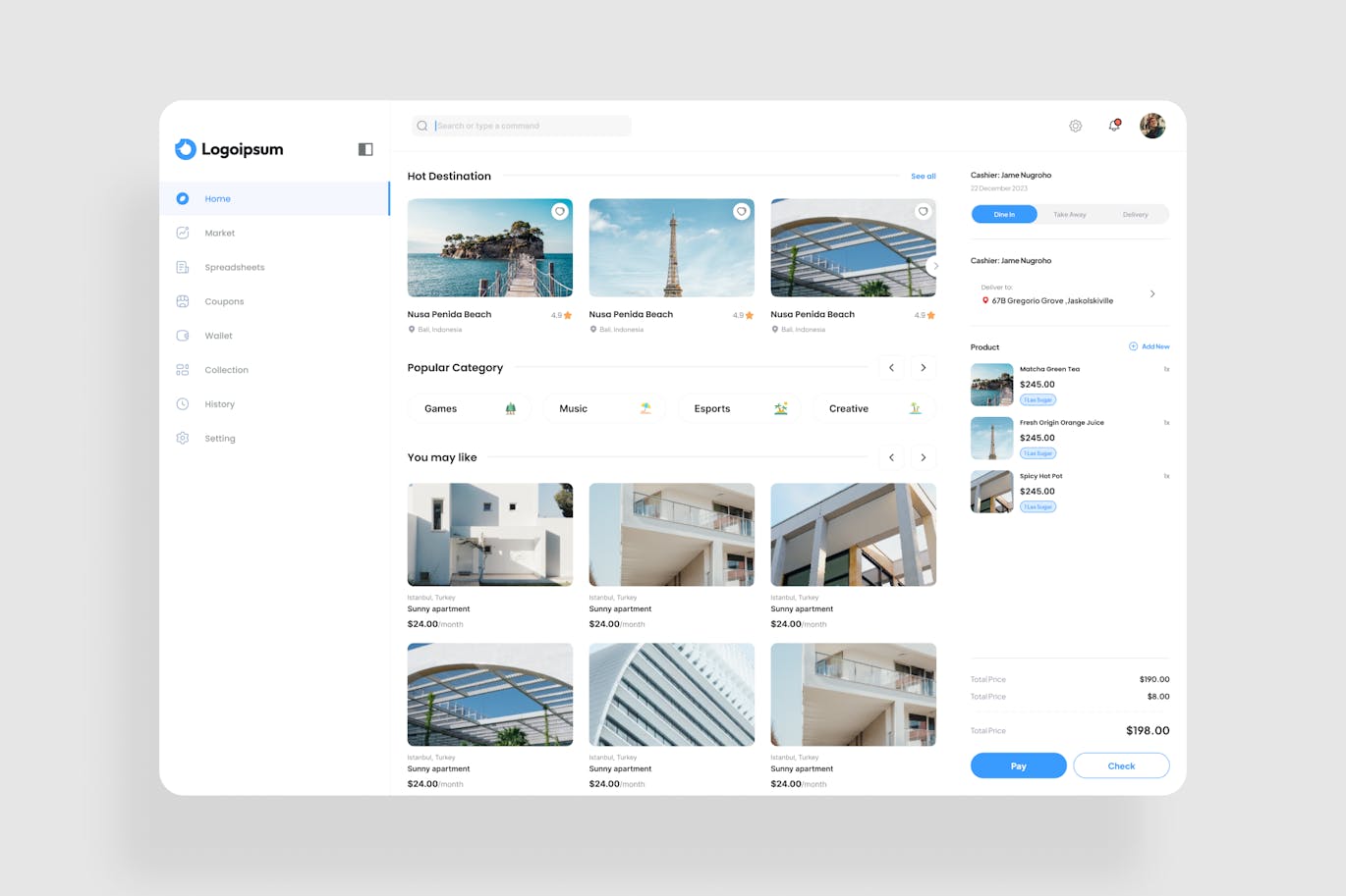 دانلود رابط کاربری Travel Booking Dashboard UI Kit