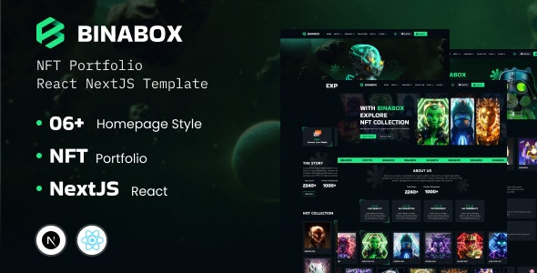 دانلود قالب NextJS نمونه کار NFT مدرن Binabox