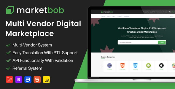 دانلود اسکریپت فروشگاه محصولات مجازی و دیجیتال Marketbob
