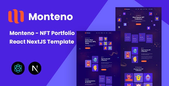 دانلود قالب React NextJS نمونه کار NFT مدرن Monteno
