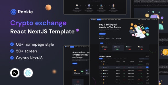 دانلود قالب React NextJS ارز دیجیتال Rockie