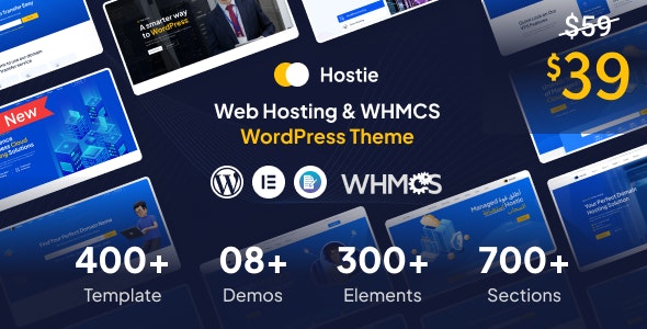 دانلود قالب شرکت هاستینگ WHMCS و وردپرس Hostie