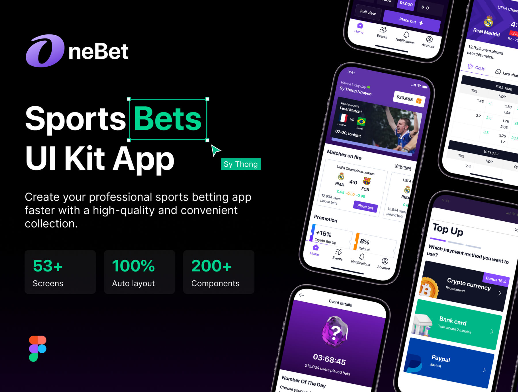 دانلود رابط کاربری OneBet - Sports Bets UI Kit App