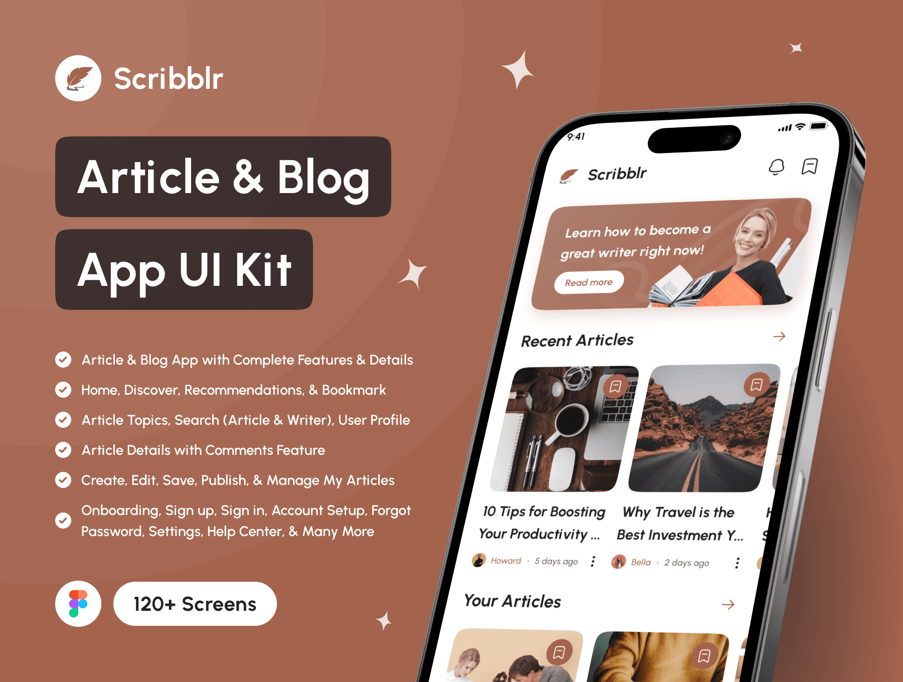 دانلود رابط کاربری Scribblr - Article & Blog App UI Kit
