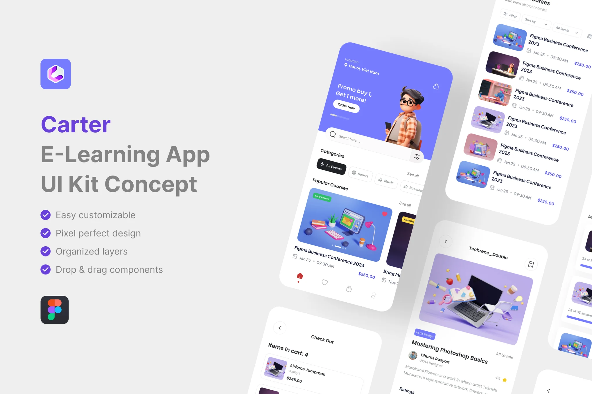 دانلود رابط کاربری Carter - E-Learning App UI Kit