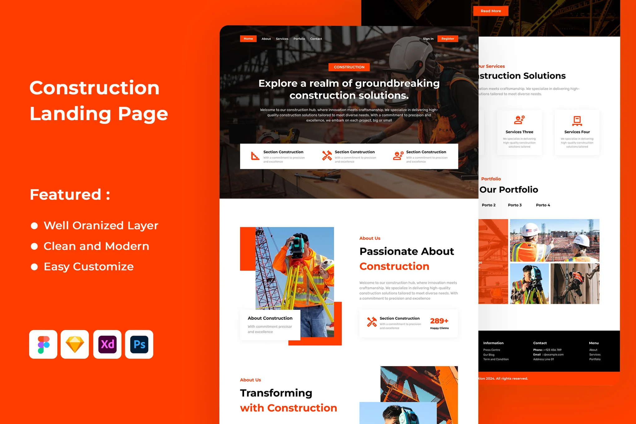 دانلود رابط کاربری Construction Landing Page