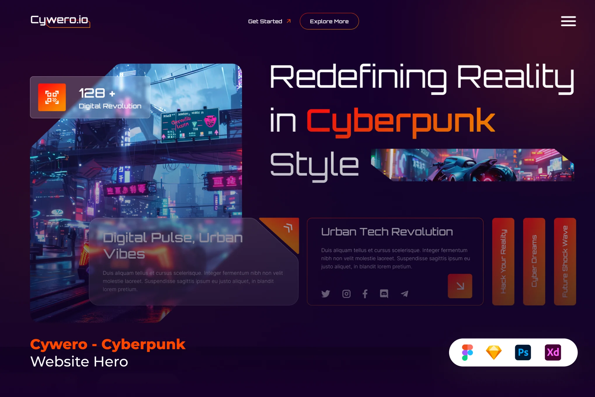 دانلود رابط کاربری Cywero - Cyberpunk Website Hero