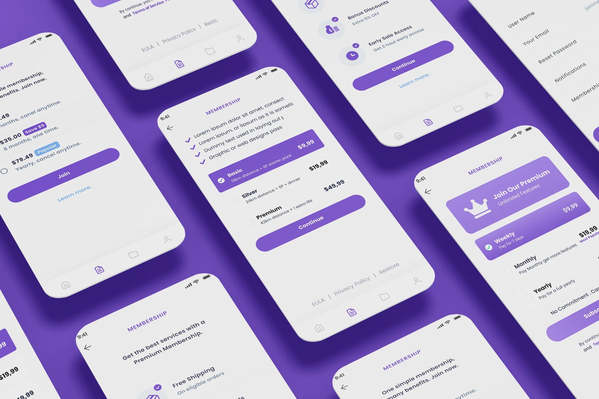 Membership & Subscription Plan, Profile Screen App