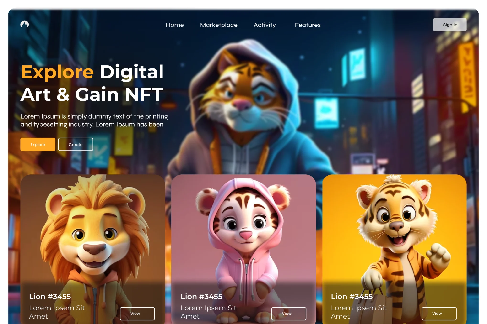 NetCard - NFT UI Website Hero