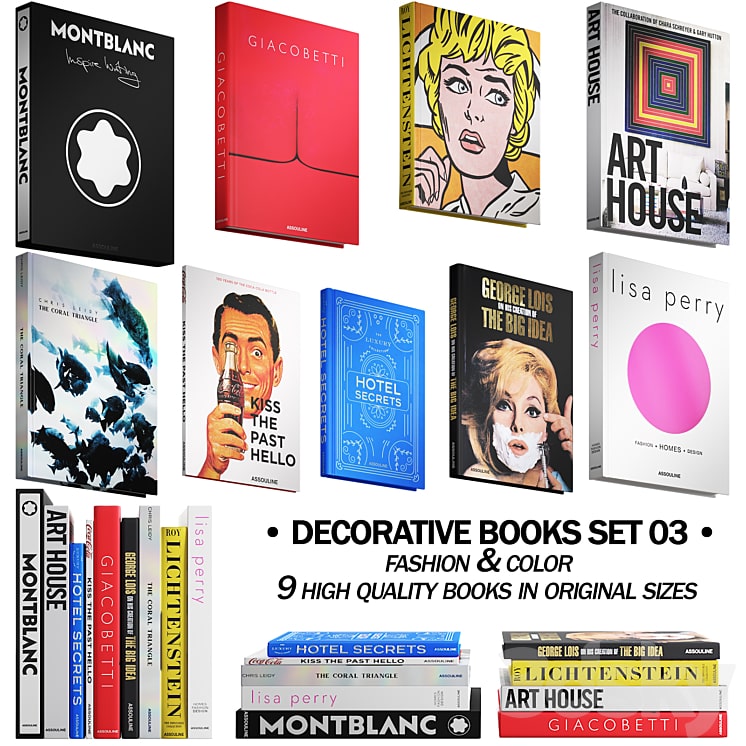 032_Decorative books set 03 fashion 00-min دانلود فایل سه بعدی Decorative books set
