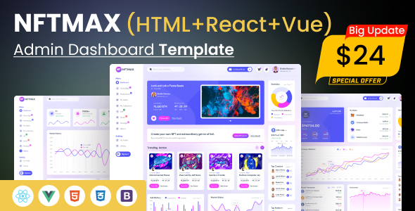 دانلود قالب سایت NFTMAX - Bootstrap 5 Admin Templates