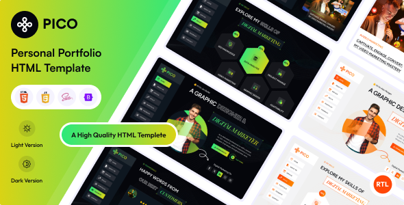 دانلود قالب HTML نمونه کار شخصی پـیـکـو Pico