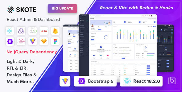 دانلود قالب Skote - React Admin & Dashboard Template